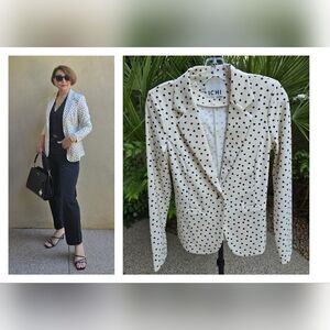 EUC Cream and Black Heart Patterned Lightweight Jacket